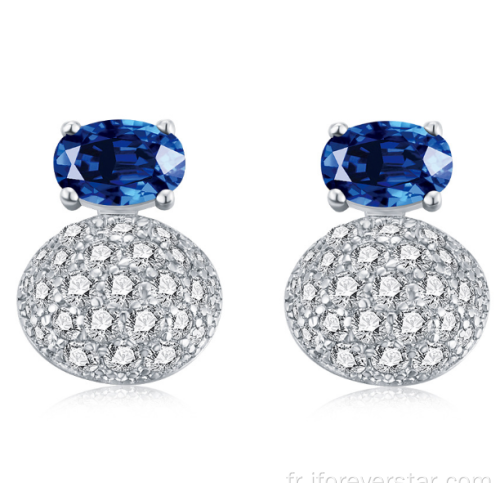 Vente chaude Sapphire CZ 925 argent boucles d&#39;oreilles argent